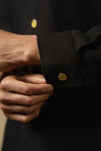 Shop_Gaurav katta_Black Linen Zardozi Embroidered Bandhgala 