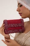 Buy_FOREVER NOOR_Red Beads, Crystals Aurel Medium Bag _at_Aza_Fashions