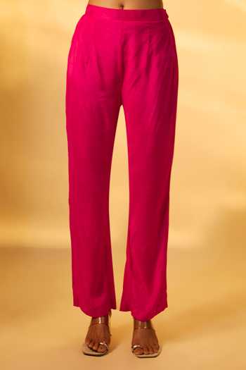 Buy_Vana Ethnics_Pink Crepe, Chinon Sequins, Mirrors Scoop Neck, Embellished Straight Kurta Set _Online_at_Aza_Fashions