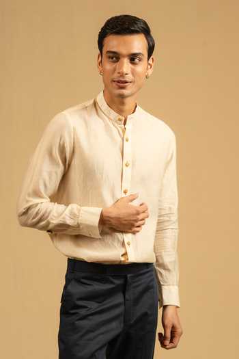 Buy_Gaurav katta_Beige Silk, Chanderi Shirt 