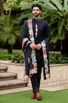 Buy_Sahil Kochhar_Black Silk Embroidery, Applique Rudit Matka Bandhgala Set _at_Aza_Fashions