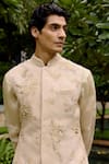 Sahil Kochhar_Beige Silk Embroidery, Applique Praful Matka Bundi _Online_at_Aza_Fashions