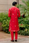 Shop_Sahil Kochhar_Red Silk Embroidery, Applique Viful Kurta Set _at_Aza_Fashions