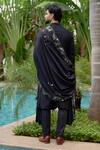 Shop_Sahil Kochhar_Black Silk Embroidery, Applique Nakul Sherwani Set With Dupatta _at_Aza_Fashions