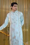 Sahil Kochhar_Aqua Applique, Embroidery Tanush Kurta Set _Online_at_Aza_Fashions