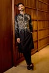 Sahil Kochhar_Black Silk Applique, Embroidery Hridhaan Work Kurta _Online_at_Aza_Fashions