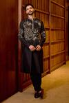 Buy_Sahil Kochhar_Black Silk Applique, Embroidery Hridhaan Work Kurta _at_Aza_Fashions