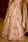 Sahil Kochhar_Gold Silk Organza Embroidery, Sequins, Mirrors, Nairiti Floral Lehenga Set _Online_at_Aza_Fashions
