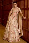 Buy_Sahil Kochhar_Gold Silk Organza Embroidery, Sequins, Mirrors, Nairiti Floral Lehenga Set _at_Aza_Fashions