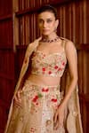 Shop_Sahil Kochhar_Gold Silk Organza Embroidery, Sequins, Mirrors, Nairiti Floral Lehenga Set _at_Aza_Fashions