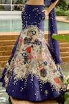 Buy_Sahil Kochhar_Navy Silk Organza Embroidery, Sequins, Mirrors, Applique One Siara Lehenga Set _Online_at_Aza_Fashions