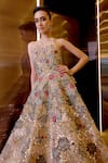Buy_Sahil Kochhar_Pink Silk Organza Embroidery, Sequins, Stones, Mirrors, Applique Mahz Gown _Online_at_Aza_Fashions