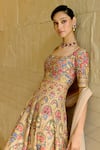 Shop_Sahil Kochhar_Multi Color Silk, Dupion Applique Square Neck Rakshna Anarkali Set _Online_at_Aza_Fashions