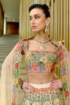 Sahil Kochhar_Green Silk, Dupion Embroidery, Applique Square Neck Nidrani Lehenga Set _Online_at_Aza_Fashions