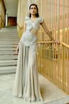 Buy_Sahil Kochhar_Beige Silk, Net Embroidery, Sequins, Beads, Applique Shreyani Soft Gown _at_Aza_Fashions