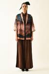 Shop_OFRIDA_Brown Cotton Collared Skyline Jacket And Pant Set _Online_at_Aza_Fashions