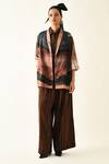 Buy_OFRIDA_Brown Cotton Collared Skyline Jacket And Pant Set _at_Aza_Fashions