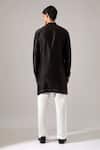 Shop_Son Of A Noble Snob_Black Chanderi Embroidery Robert Hand Kurta Set _at_Aza_Fashions