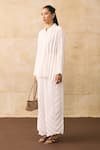 Shop_Pleats By Aruni_White Crepe Peter Pan Collar Anatoni Pleated Shirt And Set _Online_at_Aza_Fashions