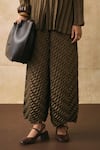 Shop_Pleats By Aruni_Brown Crepe Collared Anatoni Pleated Fabric-base Shirt And Pant Set _Online_at_Aza_Fashions