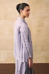Buy_Pleats By Aruni_Lilac Crepe Collared Anatoni Pleated Shirt And Pant Set _Online_at_Aza_Fashions