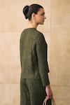 Buy_Pleats By Aruni_Green Crepe Round Neck Elnia Textured Top And Pant Set _Online_at_Aza_Fashions