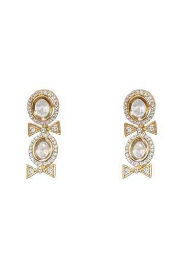 Minaki_Rose Gold Crystals Stone Work Necklace Set _Online_at_Aza_Fashions