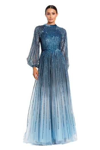 Buy_Mac Duggal_Blue Polyester Sequins High Neck Ombre Gown _at_Aza_Fashions