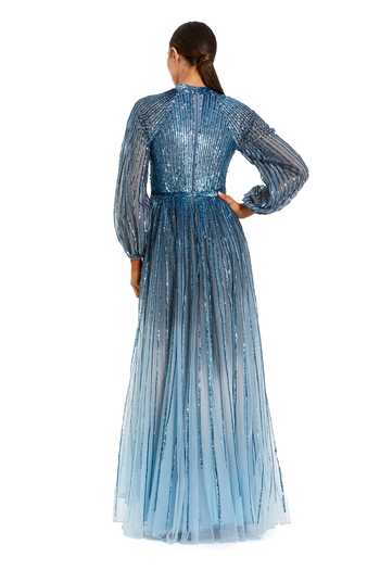 Shop_Mac Duggal_Blue Polyester Sequins High Neck Ombre Gown _at_Aza_Fashions