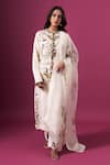 Buy_Anamika Khanna_Off White Embroidery, Tassels Round Neck Printed Kurta Pant Set _at_Aza_Fashions