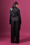 Shop_Anamika Khanna_Black Zari Notched , Bandeau Embellished Jacket Pant Set _at_Aza_Fashions
