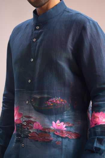 Buy_Rohit Bal_Blue Lotus Placement Print Shirt 