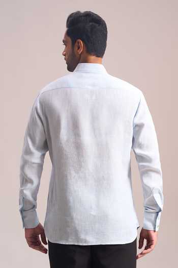 Rohit Bal_Blue Embroidery Giraffe Placement Shirt _Online_at_Aza_Fashions