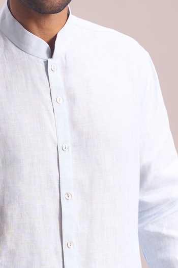 Shop_Rohit Bal_Blue Embroidery Giraffe Placement Shirt 