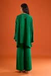 Anamika Khanna_Emerald Green Embroidery Round Neck Thread Yoke Boxy Top With Pant _Online_at_Aza_Fashions
