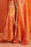 Label Astha Chhabra_Orange Organza Embroidery, Sequins, Zari, Stones, Mirrors Floral Kurta Set _Online_at_Aza_Fashions