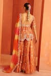 Shop_Label Astha Chhabra_Orange Organza Embroidery, Sequins, Zari, Stones, Mirrors Floral Kurta Set _at_Aza_Fashions