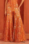 Buy_Label Astha Chhabra_Orange Organza Stones, Mirrors Bandeau Neck Embroidered Corset And Sharara Set _Online_at_Aza_Fashions