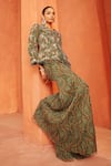 Buy_Label Astha Chhabra_Green Organza Embroidery, Sequins, Beads, Zari, Stones, Jacket And Sharara Set _Online_at_Aza_Fashions