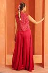 Shop_Label Astha Chhabra_Pink Organza, Silk Satin Sequins, Zari, Embroidered Waistcoat And Sharara Set _at_Aza_Fashions