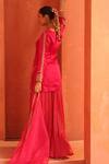 Shop_Label Astha Chhabra_Pink Organza, Satin, Tissue Embroidery, Zari, Stones Placket Kurta Sharara Set _at_Aza_Fashions