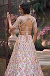 Seema Gujral_Multi Color Net Sequins, Zari Sweetheart Floral Cluster Embroidered Lehenga Set _Online_at_Aza_Fashions