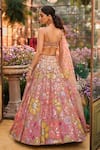 Seema Gujral_Multi Color Net Embroidery, Sequins, Mirrors Floral Garden Lehenga Set _Online_at_Aza_Fashions