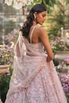 Seema Gujral_Pink Net Sequins, Beads, Pearls Scoop Neck Tonal Embroidered Lehenga Set _Online_at_Aza_Fashions