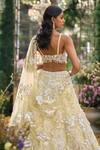 Seema Gujral_Yellow Net Sequins, Pearls, Stones, Beads Floral Embellished Lehenga Set  _Online_at_Aza_Fashions