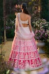 Seema Gujral_Pink Net Embroidery, Sequins, Beads Square Neck Ombre Motif Lehenga Set _Online_at_Aza_Fashions