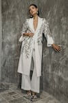 Buy_Vidhi Wadhwani_White Crepe Embroidery, Cut Work, Applique Blazer And Pant Set _at_Aza_Fashions