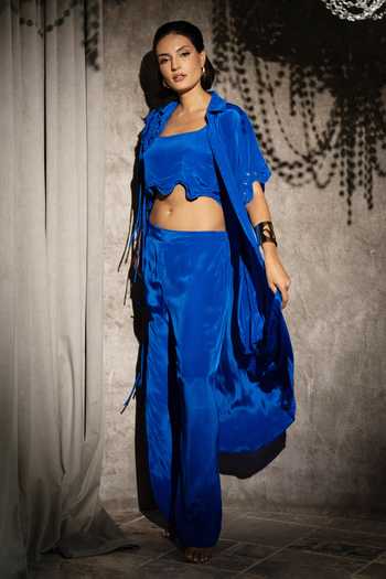 Vidhi Wadhwani_Blue Silk Applique Tara Embroidered Jacket Pant Set _Online_at_Aza_Fashions