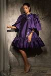 Vidhi Wadhwani_Purple Silk, Taffeta Applique, Fabric Flowers Round Seher Floral Work Dress _Online_at_Aza_Fashions