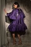 Shop_Vidhi Wadhwani_Purple Silk, Taffeta Applique, Fabric Flowers Round Seher Floral Work Dress _at_Aza_Fashions